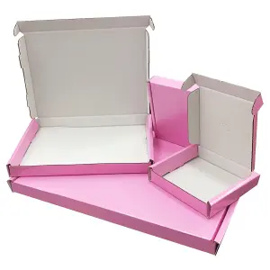 10 x Pink (10cm x 10cm x 2cm) Mini PIP Boxes Large Letter Postal Cardboard Shipping Boxes