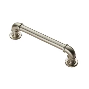 Pipe Design Cabinet Pull Handle 128mm Fixing Centres 12mm Dia Satin Nickel