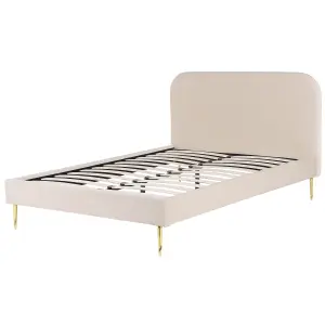 Velvet EU King Size Bed Light Beige FLAYAT