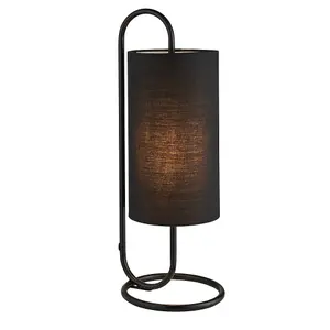 Luminosa Arenzano Table Lamp Matt Black & Black Fabric