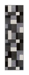 Modern Easy to Clean Geometric Grey Rug for Dining Room-120cm X 170cm