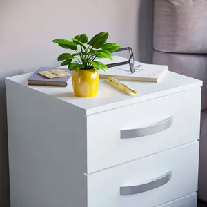 Arkadij 3 Drawer Fronts Bedside Table White