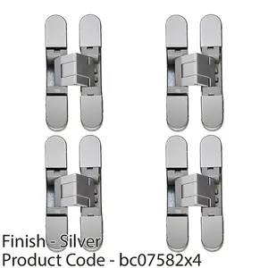 4 PACK - 3D Adjustable Concealed Cabinet Hinge - 180 Degree Opening Wardrobe SILVER