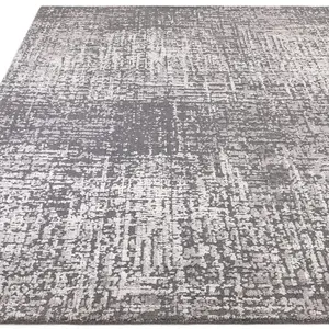 Charcoal Abstract Modern Easy to Clean Dining Room Bedroom and Living Room Rug-200cm X 290cm