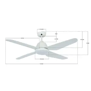 Alberte 122cm Ceiling Fan with LED Lights White