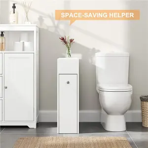 Yaheetech White Compact Bathroom Storage Cabinet with Wheels