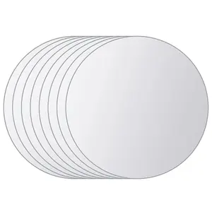 Berkfield 8 pcs Mirror Tiles Round Glass