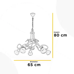 Luminosa Butterfly 5 Light Multi Arm Pendant Ceiling Light, Glass Shades