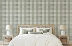 Arthouse Country Check Sage Wallpaper