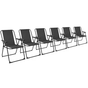 Harbour Housewares - Folding Metal Beach Chairs - Black - Pack of 6