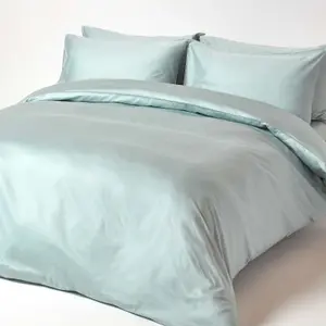 Homescapes Duck Egg Blue Organic Cotton Deep Fitted Sheet 18 inch 400 Thread count, Super King