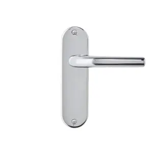 Colours Soure Polished Chrome effect Aluminium Straight Latch Door handle (L)125mm (D)60mm