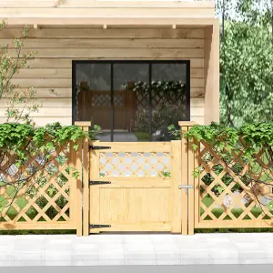 Rhombus Garden Wood Fence Gate with Door Latch 90cm W x 90cm H