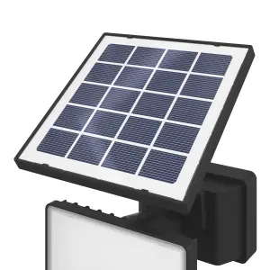 GoodHome Black Solar-powered Cool white Integrated LED Floodlight 800lm