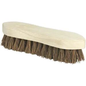 Heavy Duty 8 Inch Scrubbing Brush - Hardwood Handle - Stiff Bassine Bristles