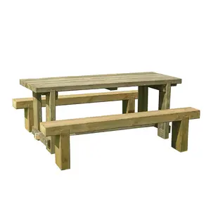 Refectory Table and Sleeper Bench Set - 1.8m