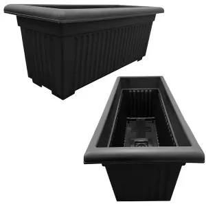 1x Black Rectangular 70cm Sovereign Trough Flower Garden Patio Planters For Home & Garden