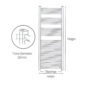 800mm (H) x 500mm (W) - Curved Vertical Chrome Electric Towel Rail - Thermostatic - (Clifton Rail) - (0.8m x 0.5m)