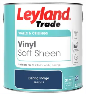 Leyland Trade Vinyl Soft Sheen Walls & Ceilings Emulsion Paint Daring Indigo (PPG13-25) - 2.5L