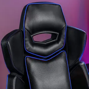 X-Rocker Drogon PC Office Gaming Chair, Ergonomic Computer Desk Chair, Faux Leather with Lumbar Support - BLACK / BLUE