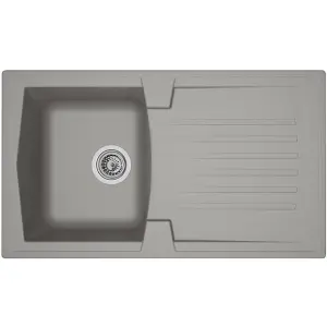 Liquida AR10GR 1.0 Bowl Composite Reversible Inset Grey Kitchen Sink With Waste