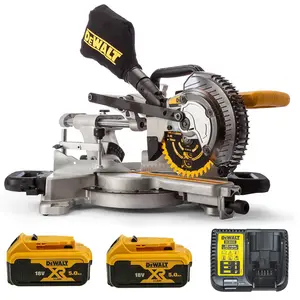 Dewalt DCS365P2 18v Cordless XPS 184mm Mitre Saw + 2 x 5.0ah Batteries + Charger