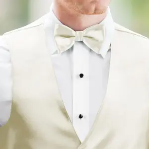 Ivory Satin Polyester Bow Tie for Casual & Formal Wear, Wedding Party Accessory