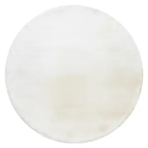 Modern carpet TEDDY NEW wool 45 circle shaggy, plush, very thick cream circle 200 cm