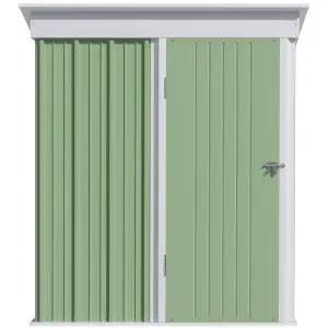 Outsunny Steel Garden Shed, Small Lean-to Shed for Bike Tool, 5x3 ft, Green