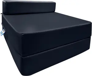 Fold Out Single Z Bed Futon Sofa Chair Mattress - Navy