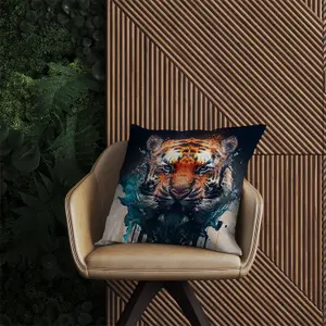 Tiger Face Splashart Outdoor Cushion 45cm x 45cm