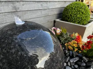 Granite Polished Sphere 40cm Natural Stone Solar Water Feature