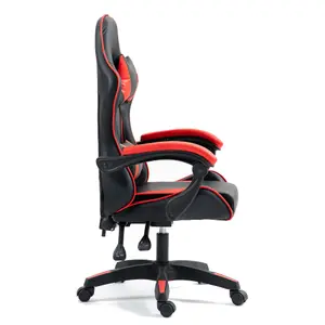 Gaming Chair Red Recliner with Adjustable Height Lumbar Support Padded Cushion Racing Bucket Seat