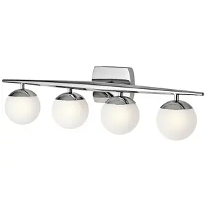 IP44 4Wall Light Satin Etched Cased Opal Globes Polished Chrome LED G9 3.5W