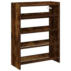 Berkfield Shoe Rack Smoked Oak 80x25x61.5 cm Engineered Wood