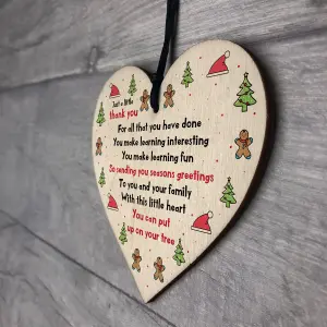 Christmas Gift For Your Teacher Teaching Assistant Nursery Teacher Thank You Wooden Heart