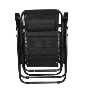 Black Multi Position Textoline Zero Gravity Garden Relaxer Chair Lounger