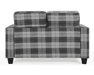 Dakota Grey Tartan  Sofa 2 Seater Cushioned Settee Modern Living Home Couch Sofa in A Box