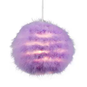 Modern and Chic Small Real Soft Lilac Feather Decorated Pendant Lamp Shade