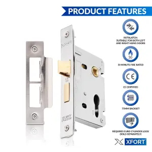 XFORT Polished Chrome Euro Profile Sashlock 75mm