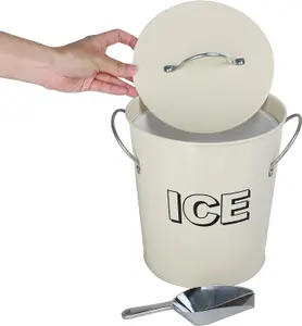 simpa Cream Vintage Style Ice Bucket with Scoop 21.5cm (H)