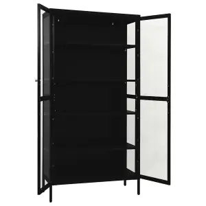 Berkfield Display Cabinet Black 90x40x180 cm Steel and Tempered Glass