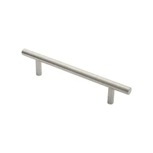 4x 19mm Straight T Bar Pull Handle 225mm Fixing Centres Satin Stainless Steel