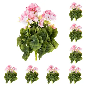 Blooming Artificial - Multi Pack Faux Geranium Bush Bundle - Outdoor Fake Flower