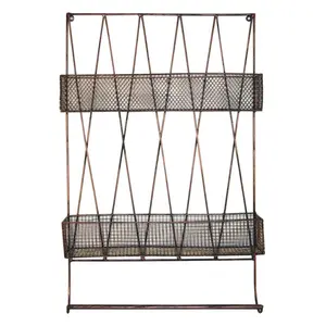 Monreal 2 Piece Metal Accent Shelf with Towel Bar Distressed Black/Copper