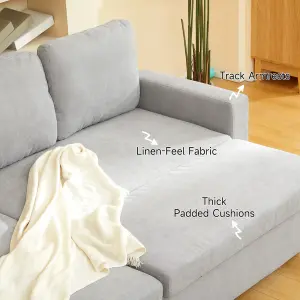 HOMCOM Pull Out Sofa Bed L Shape Corner Sofa w/ Reversible Chaise Light Grey