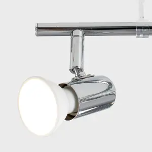 ValueLights Consul Silver Ceiling Bar Spotlight and GU10 Spotlight LED 5W Cool White 6500K Bulbs