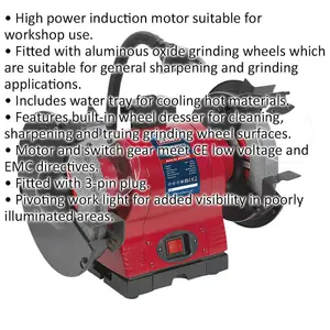 Powerful 200mm Bench Grinder with Built-In Dresser for Efficient Sharpening and Grinding