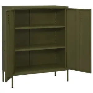 Berkfield Storage Cabinet Olive Green 80x35x101.5 cm Steel