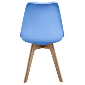 Soho Light Blue Plastic Dining Chair with Squared Light Wood Legs